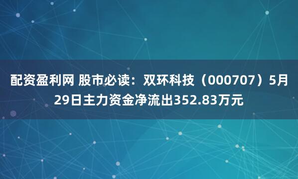 配资盈利网 股市必读：双环科技（000707）5月29日主力资金净流出352.83万元